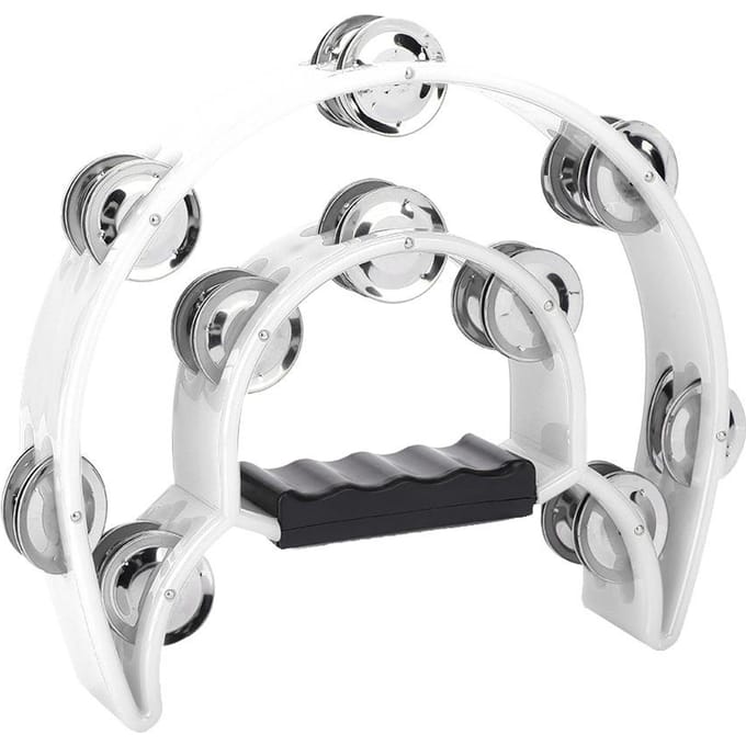 Dubbele rij Jingles handbel tamboerijn percussie muziekinstrument wit