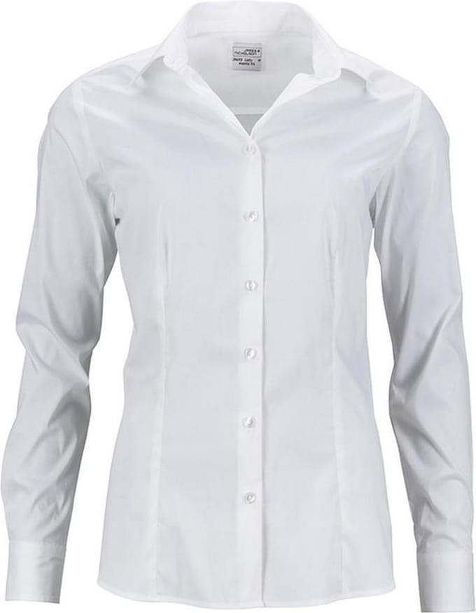 James and Nicholson Dames/dames Slim Fit Shirt (Wit)