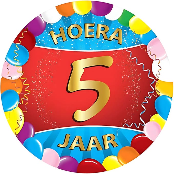 Bierviltjes 5 jaar - 25x stuks - multicolor - verjaardag/feest - feestartikelen