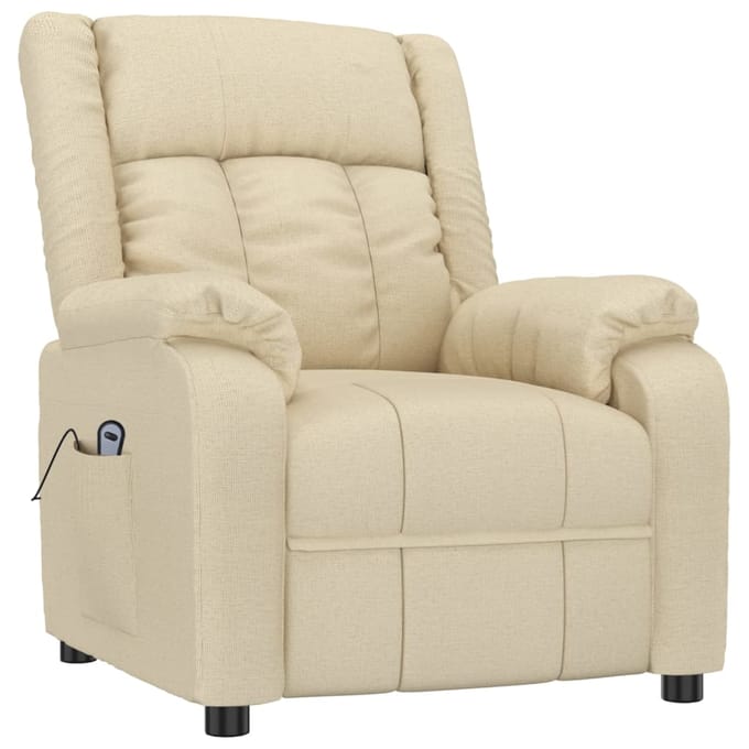 vidaXL Fauteuil verstelbaar elektrisch stof crèmekleurig