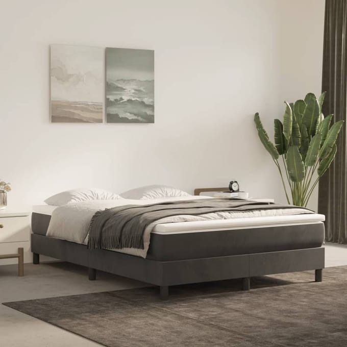 vidaXL - Boxspring - bed - 140x200 - cm - fluweel - donkergrijs