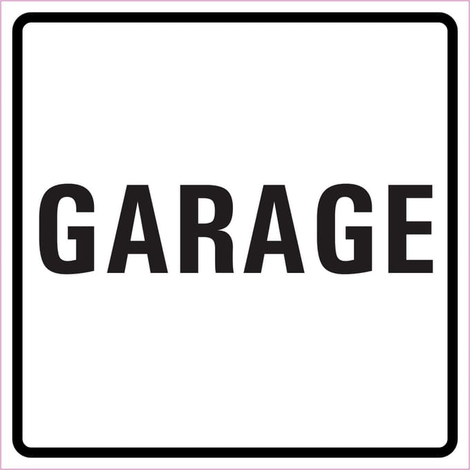 Garage sticker, wit zwart 300 x 300 mm