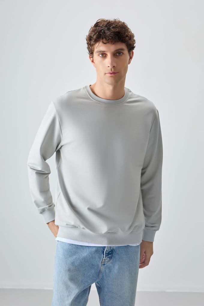 Heren Effen Rundhals Sweatshirt