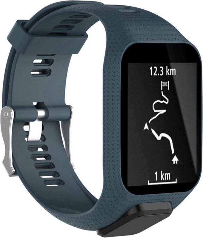 Siliconen bandje - geschikt voor TomTom Runner 2 / Runner 3 / Spark 2 / Spark 3 - donkerblauw