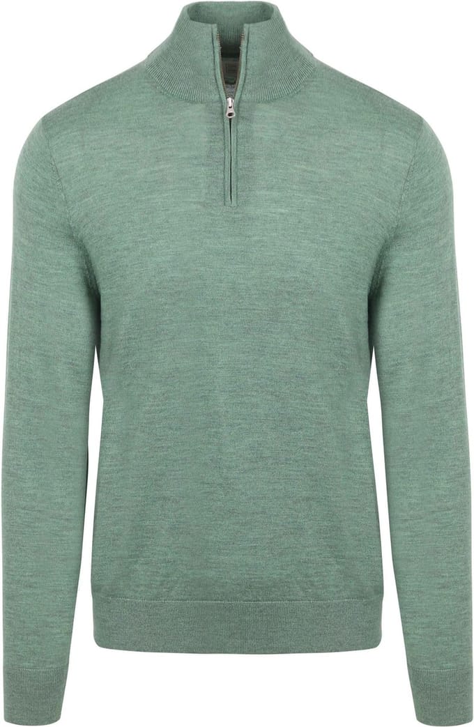 King Essentials The Michael Half Zip Pull Merino Groen - Maat S - Heren - Pullovers