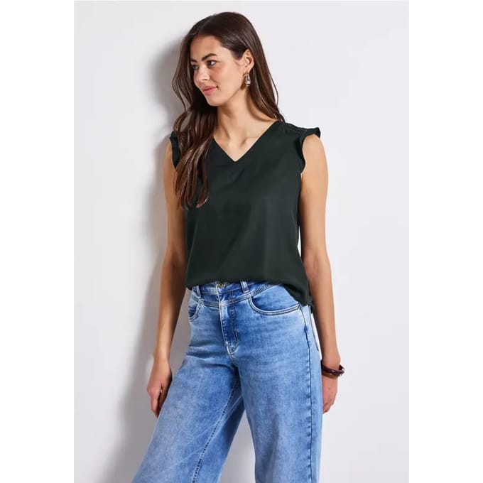 V-hals top met gehaakte details