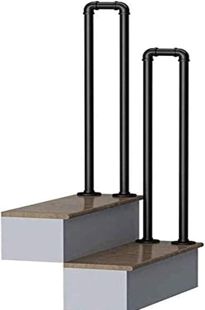 Trapleuning Kit - Buitensteuning - Veilig Trap Lopen - Smeedijzeren Ontwerp - 95cm Lengte - Zwart