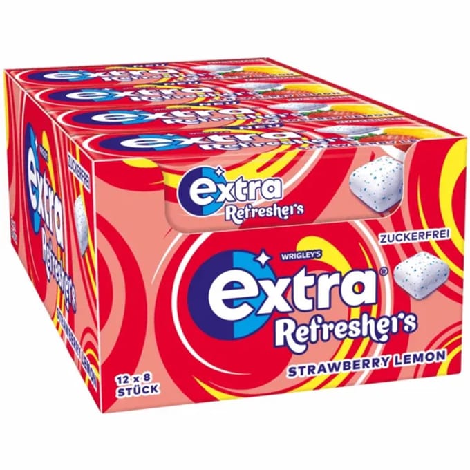 Wrigley's Extra Refreshers Strawberry Lemon - 12 x 8 stuks (12 x 17,9 gram)