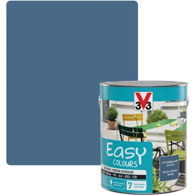 V33 Buitenverf Easy Colours - Stormblauw - Zijdeglans 2.5l