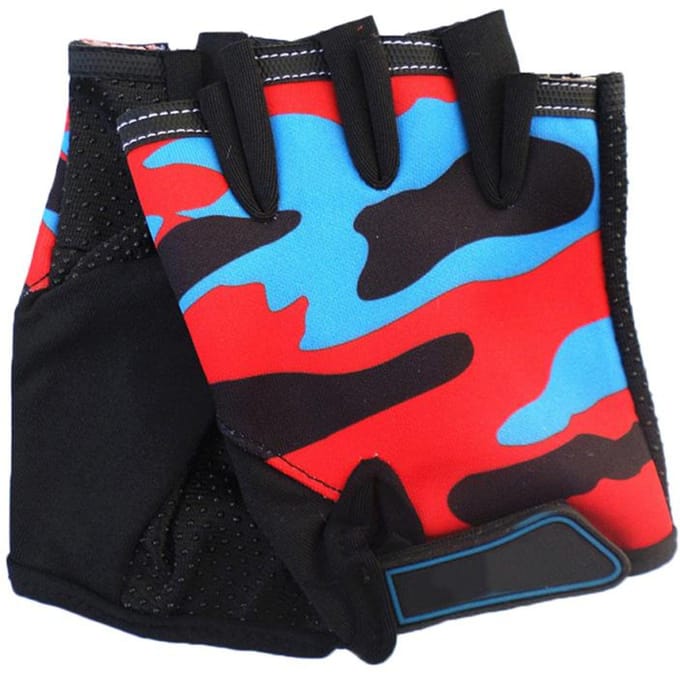 Kinderfiets Halfvinger Fiets Handschoenen Antislip Fiets Handschoenen Rijuitrusting One Size red
