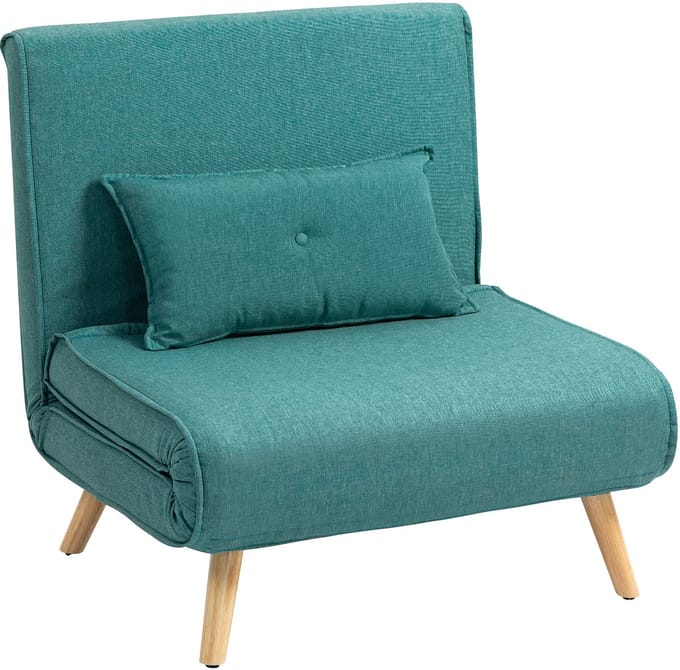HOMCOM-Stoelbed - Stof met linnenlook (100% polyester) - 80x75x87cm - Groen