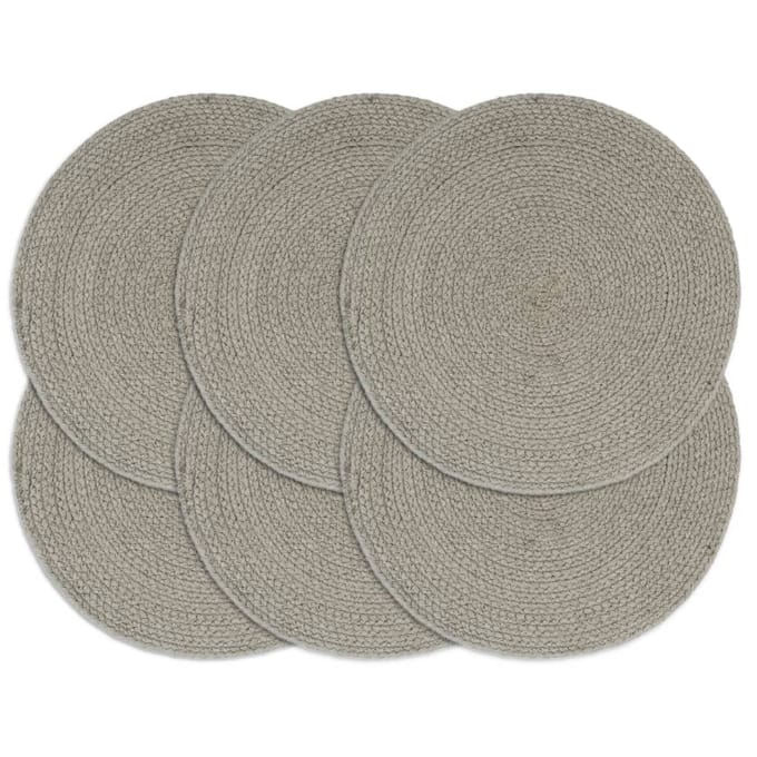 vidaXL - Placemats - 6 - st - rond - 38 - cm - katoen - effen - grijs