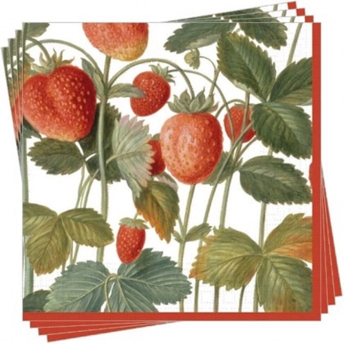 Servetten Aardbeien (20st) 33x33cm