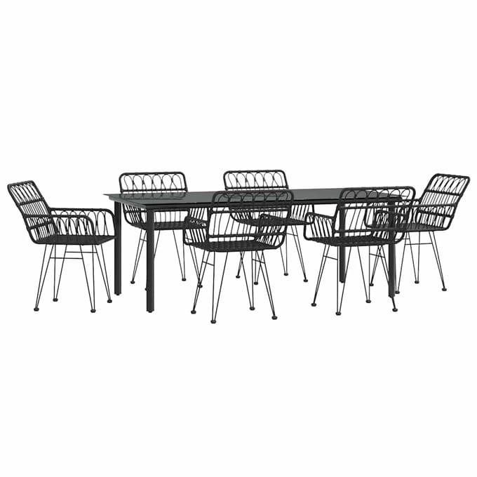vidaXL - 7-delige - Tuinset - poly - rattan - zwart
