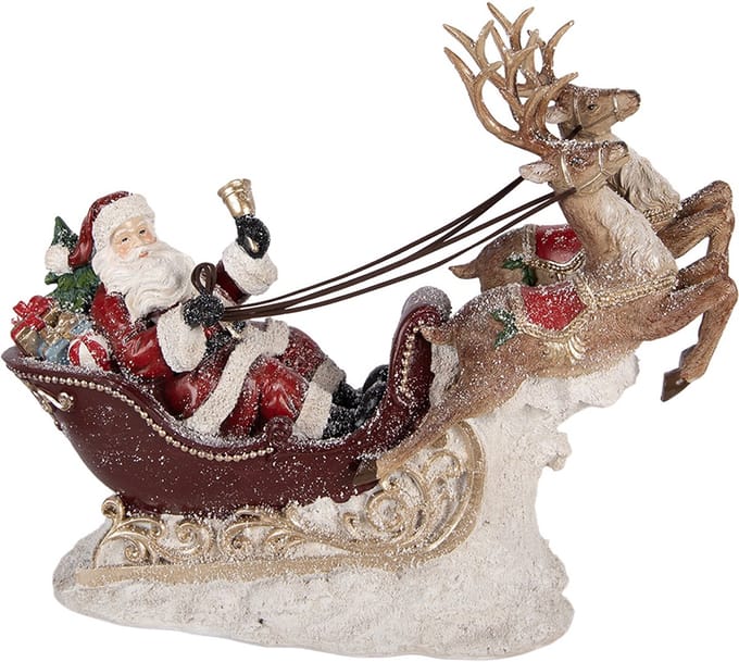 Clayre & Eef Kerstdecoratie Beeld Kerstman 42x14x36 cm Rood Kunststof