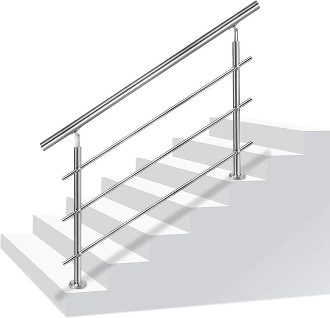 Trapleuning RVS - Balustrade - Veilig Traplopen - Verstelbare Hoek - 200 cm - Zilver