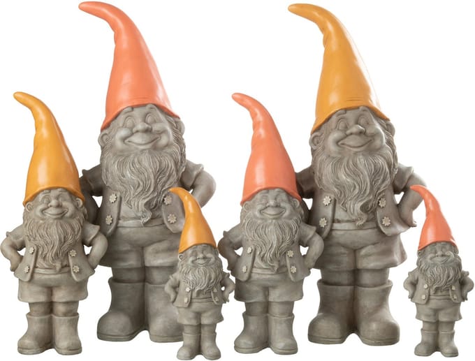 J-Line figuur Kabouter Punthoed - polyresin - mix - large - 2 stuks