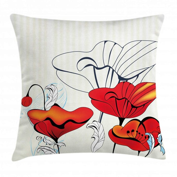 ABAKUHAUS Kussenhoes – Mohn-design, 40x40 cm, rits, dubbelzijdig
