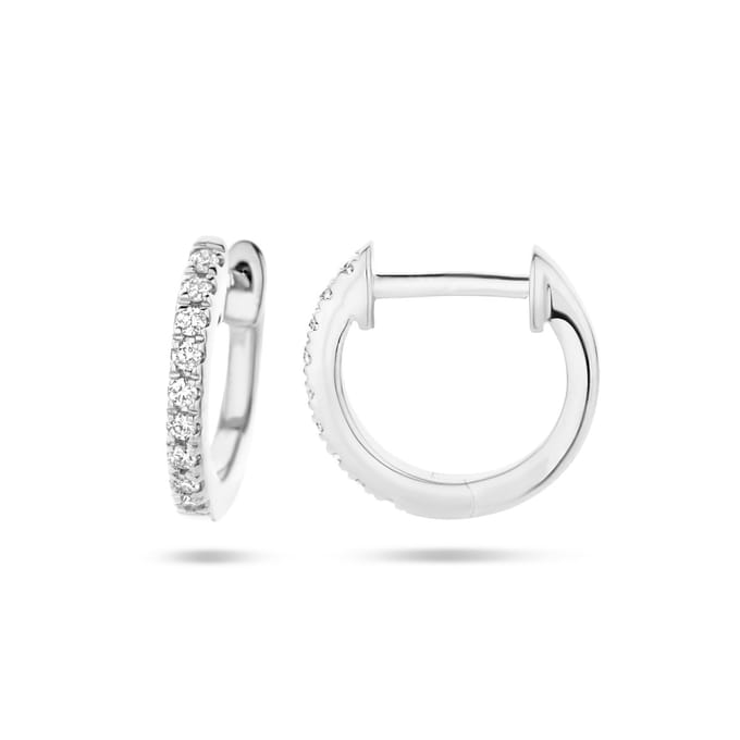 YO&NO - Klapoorringen Diamant - 0.06ct (2x 0.03ct) h si - Witgoud - 14K