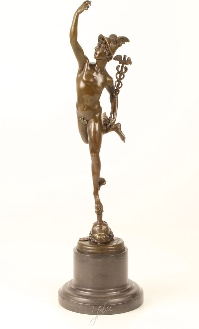 Mercury - Bronzen beeldje - Mythisch figuur - 43 cm hoog