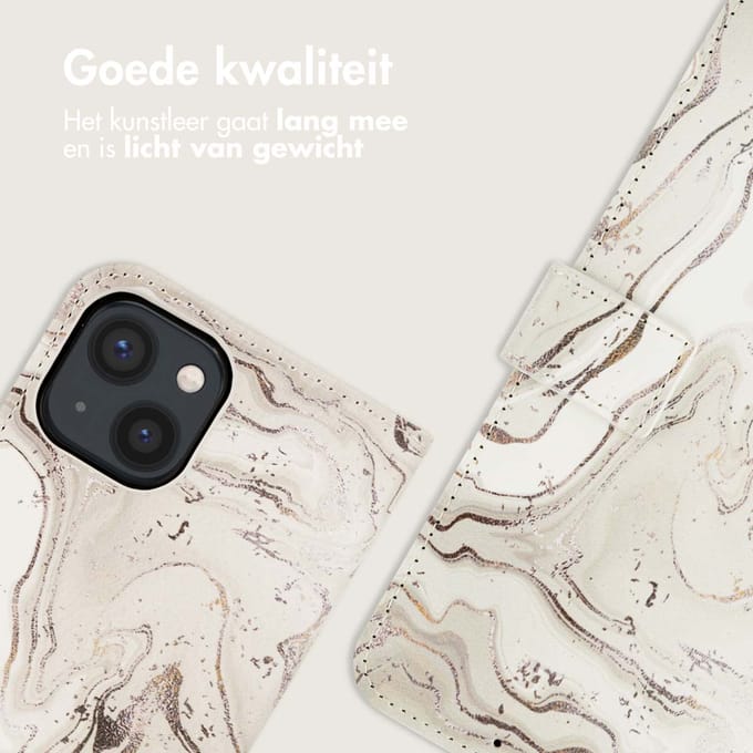 imoshion Hoesje - Geschikt voor Apple iPhone 13 - Design Bookcase smartphone - Sandy Marble