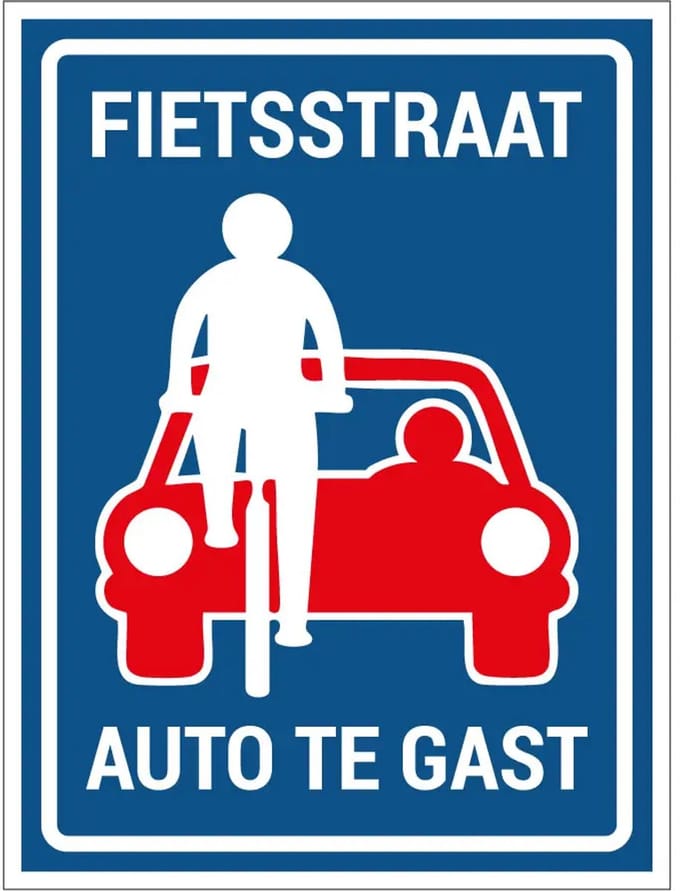 Fietsstraat bord - L51 | gecoat dibond materiaal | 20 x 15 cm