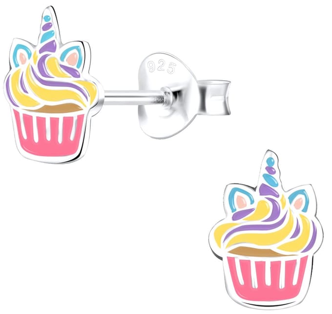 Joy|S - Zilveren cupcake oorbellen - cupicorn - 6 x 8 mm - t62