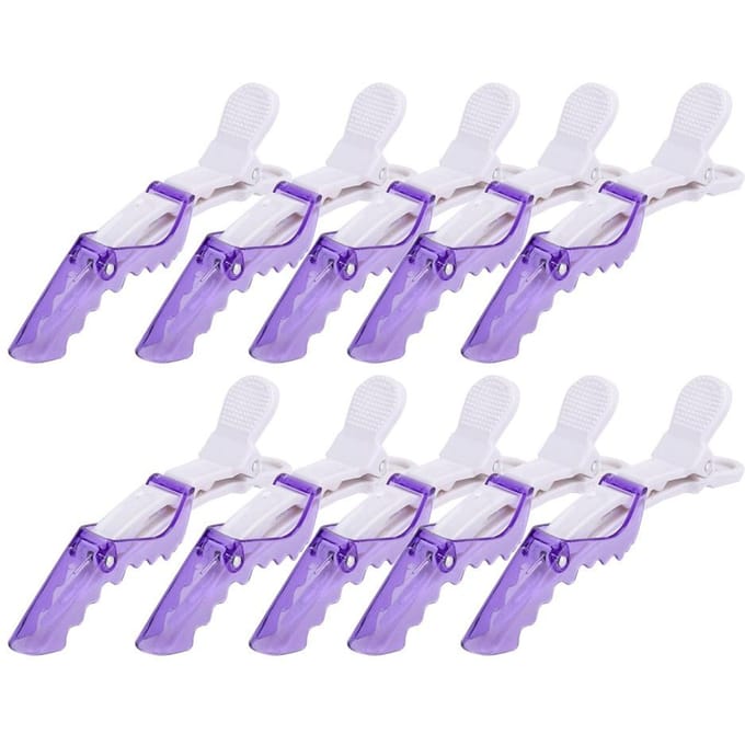 10pcs Pince Bec de Canard Séparation Cheveux Coiffure Épingle pour Salon de Coiffure Barbier white