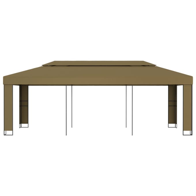 vidaXL - Prieel - met - dubbel - dak - 180 - g/m² - 3x6 - m - taupe