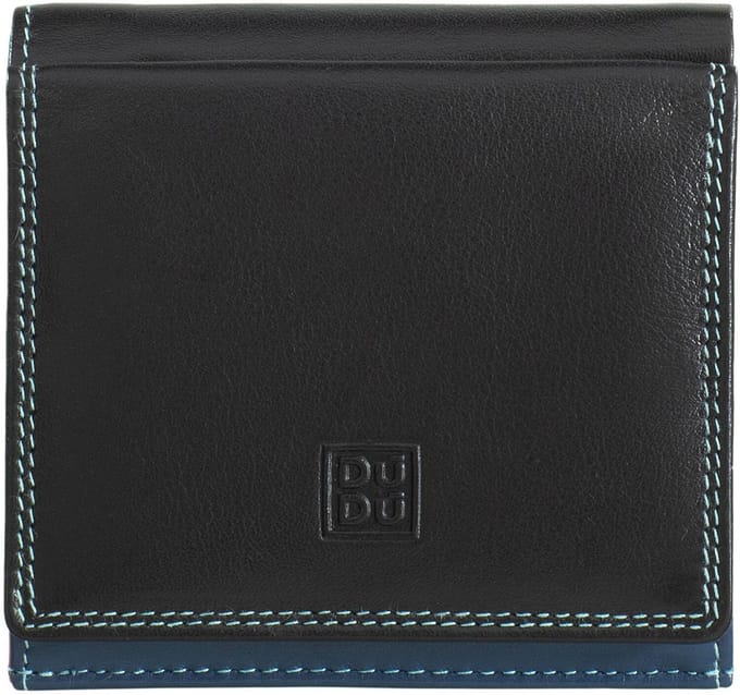 DuDu Flavio Portemonnee Leder 9.5 cm - Unisex - Staand formaat - black-lavander