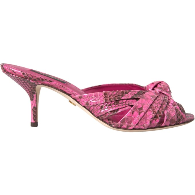 Dolce & Gabbana Roze Exotische Leren Kitten Heels Slides Schoenen