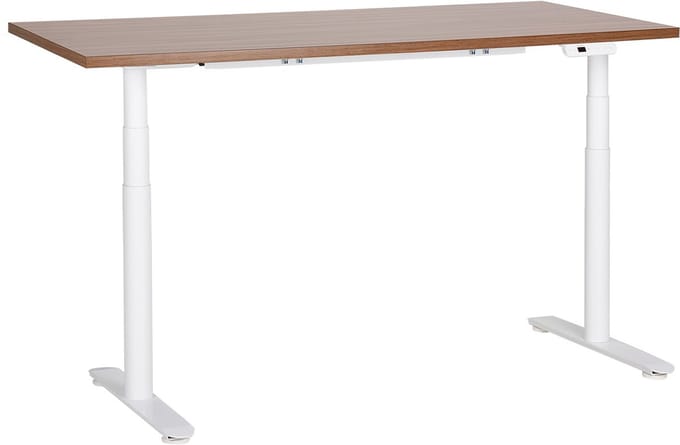 DESTINAS - Elektrisch bureau - Donkerhout/Wit - 160 cm - MDF