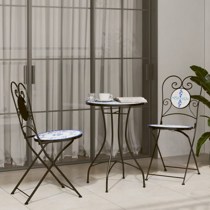 Vidaxl Mozaïek Bistro Tafel, Blauw-Wit, Ø50X70 Cm, Keramisch