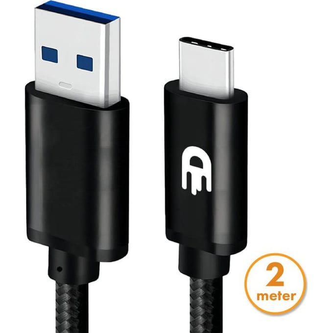 Drivv. USB naar USB C Kabel - Snellader - USB C Data en Oplaadkabel - 2 meter - Geschikt voor Samsung, iPhone 15 & Meer - Zwart