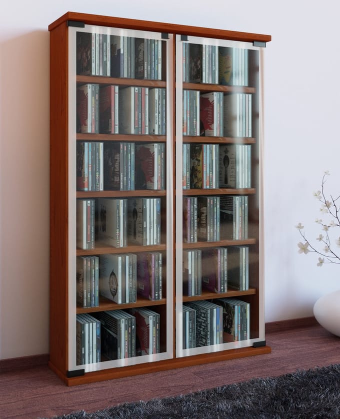 Houten CD DVD tribune plank Kabinet Opslag Bevindende plank Galerij Glazen deur