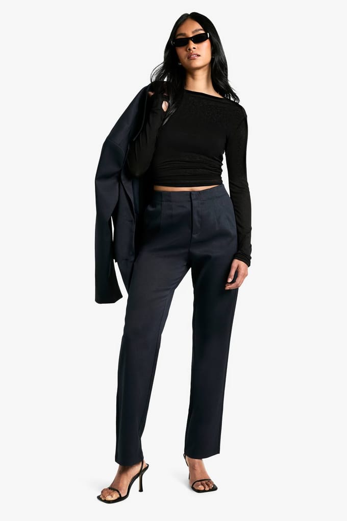 boohoo Dames Tailored Tapered Trouser | Marineblauw | Maat: 36