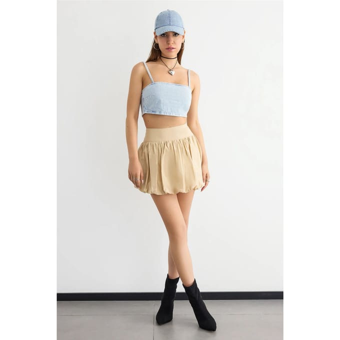 Vierkante Hals Denim Camitop