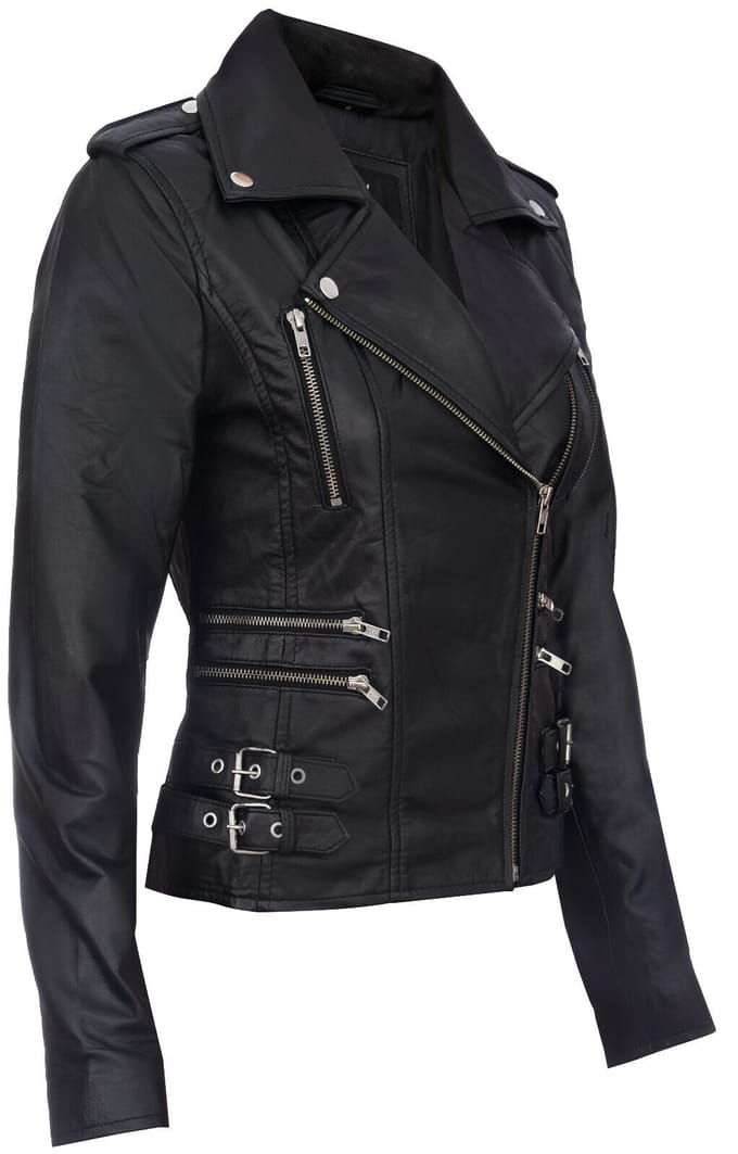 Dames leren Brando bikerjack-Loddon