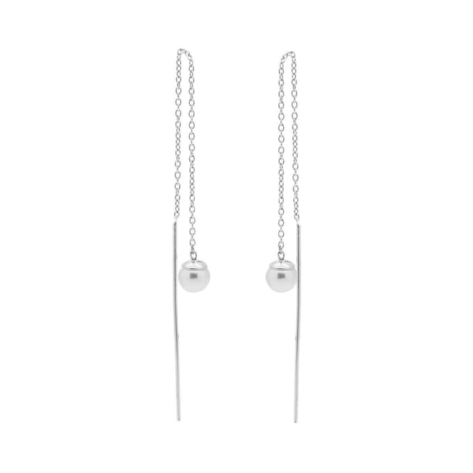 Karma Pull Through Doortrek Oorbellen Pearl Zilver