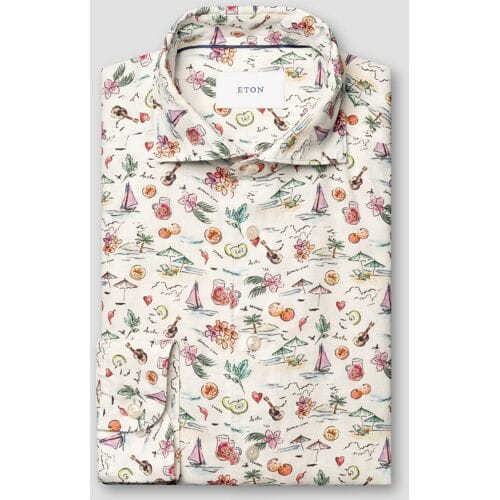 Eton Overhemd Vibrant Vacation Vibes Luxury Linnen Multicolor / male