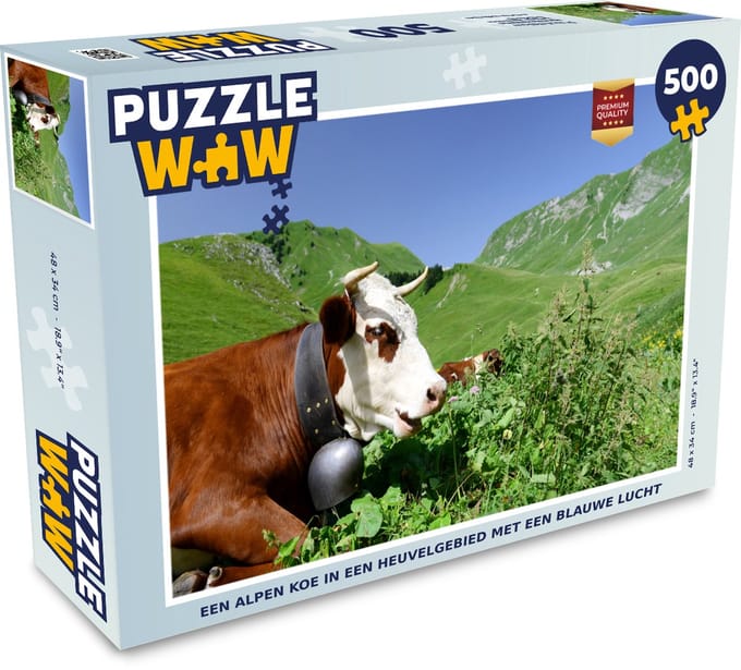 Puzzel Koe - Planten - Berg - Legpuzzel - Puzzel 500 stukjes