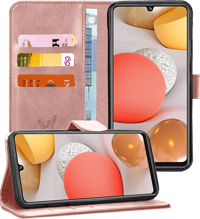 Hoesje geschikt voor Samsung Galaxy A42 - Book Case Kunstleer Pasjeshouder Rosegoud