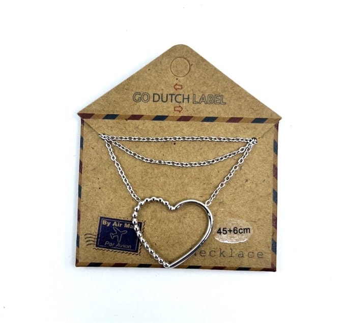 Go Dutch Label Collier groot open hart Zilver