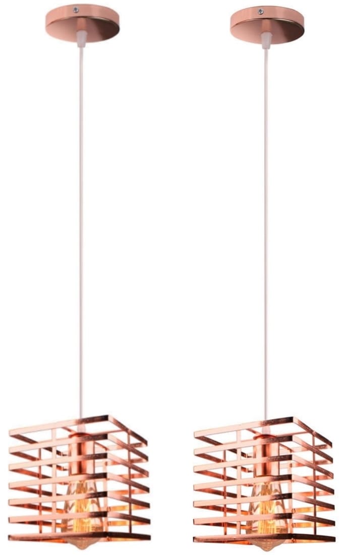2 Stuks Hanglampen Slaapkamer Moderne E27 Kroonluchter Binnen Plafondlamp Vierkant Roze