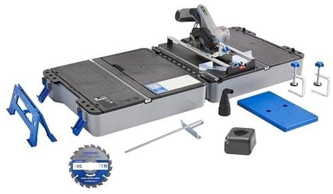 Draagbare Zaagtafel - Compacte Cirkelzaag - Doe-het-zelf Projecten - Geïntegreerde Laserlijn - 12V - Grijs