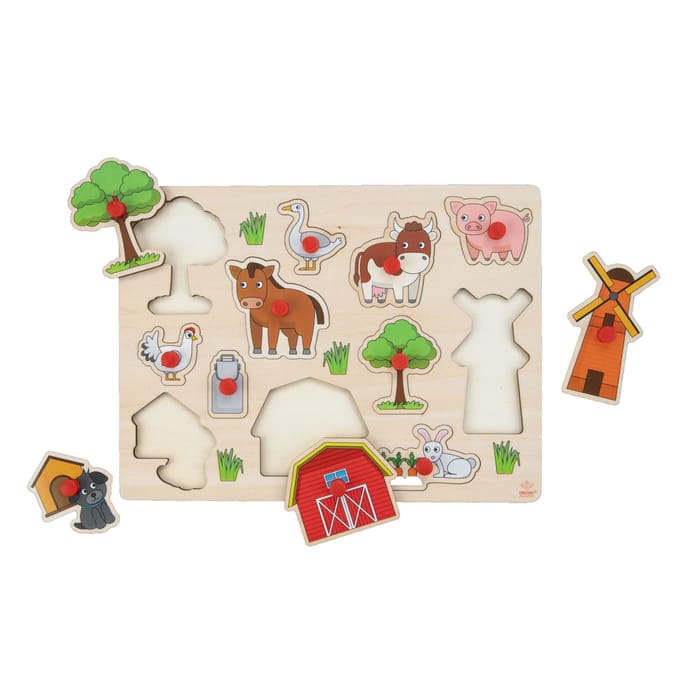 Puzzelplank boerderij knopjespuzzel 30x22 cm