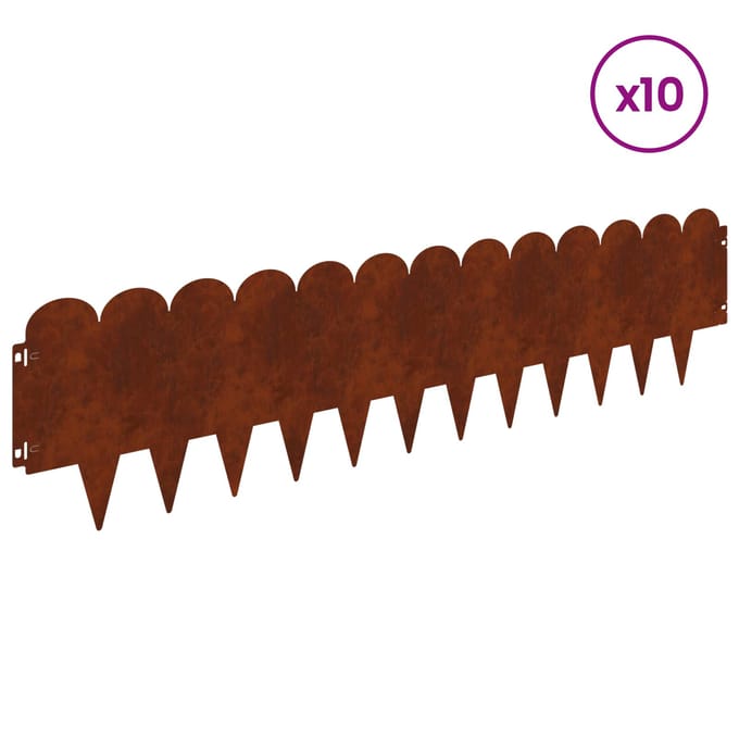 vidaXL - Gazonrand - 10 - st - 103 - x - 25 - cm - Staal - Roestig