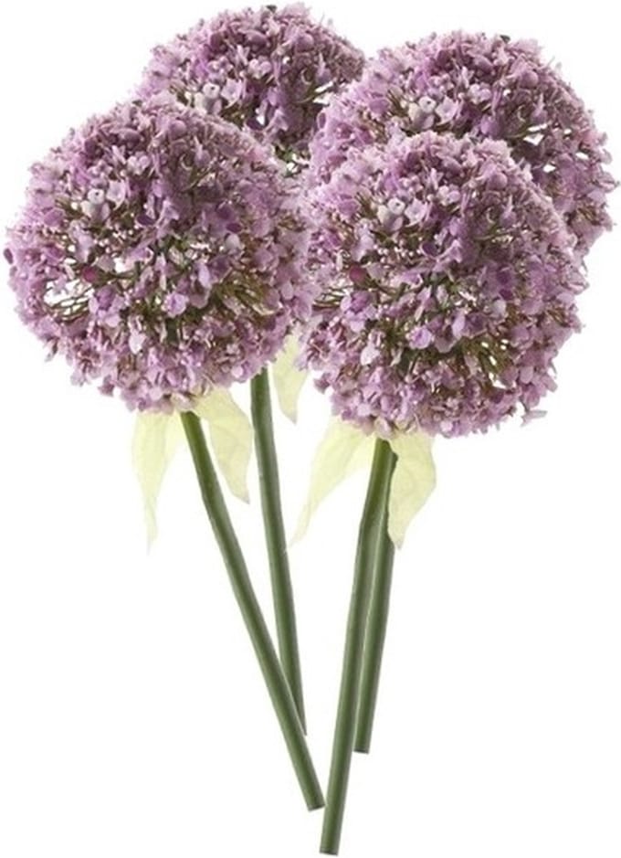 Kunstbloem Sierui / Allium - 4x - lila paars - steel van 70 cm