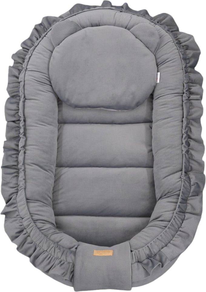 Babynestje - GLAMOUR - Babynest SET met kussen - VELVET - Grijs