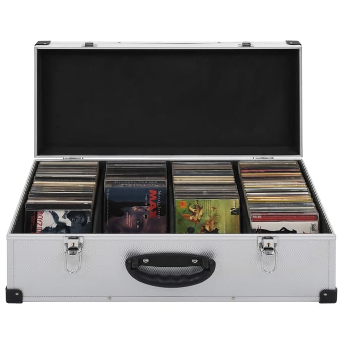 vidaXL - Cd-koffer - voor - 80 - cd's - aluminium - ABS - zilverkleurig